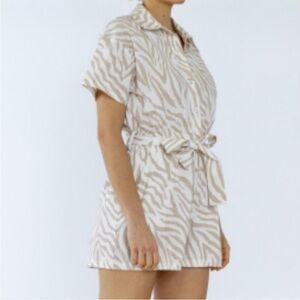 LITA by Ciara Belted Utility Romper NWOT Sz S Ret $348 Chic Neutral Tiger Print